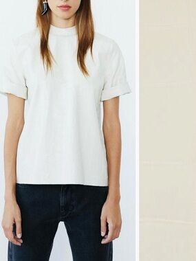 NANUSHKA Kaden Vegan Leather Tee Cream Short Sleeve Top